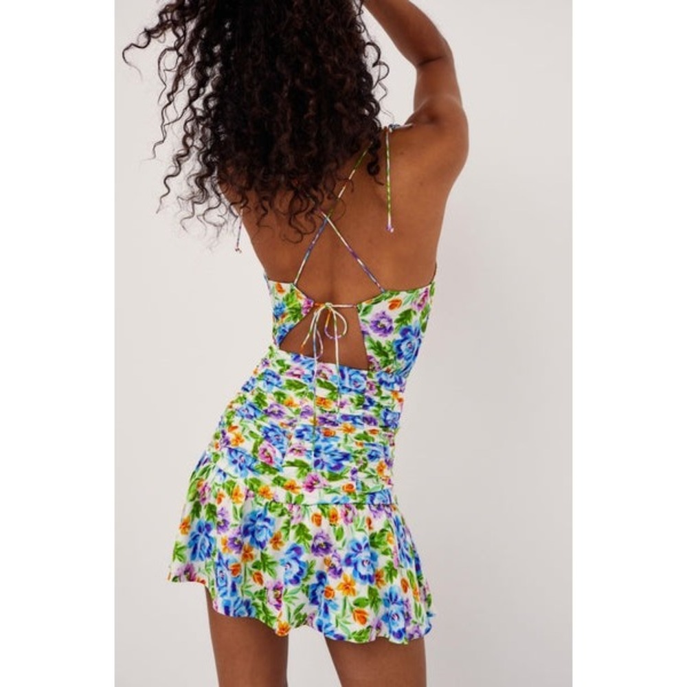 NWT For Love and Lemons Miranda Floral Belted Mini Dress (MSRP: $216) Large - Picture 4 of 10